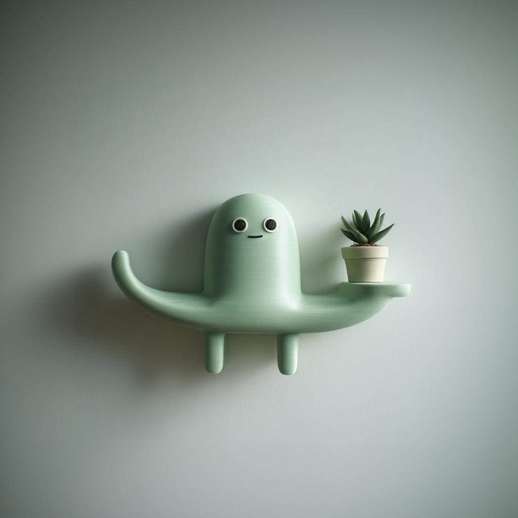3D Printed Creature Wall Shelf | Cute Monster Floating Shelf for Small Plants | Playful Wall Decor for Kids Room