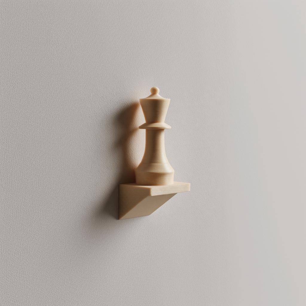 3D Printed Chess Piece Wall Decor | Minimal Queen Inspired Sculpture Ledge | Modern Game Room Display Accent | Office and Living Room Art