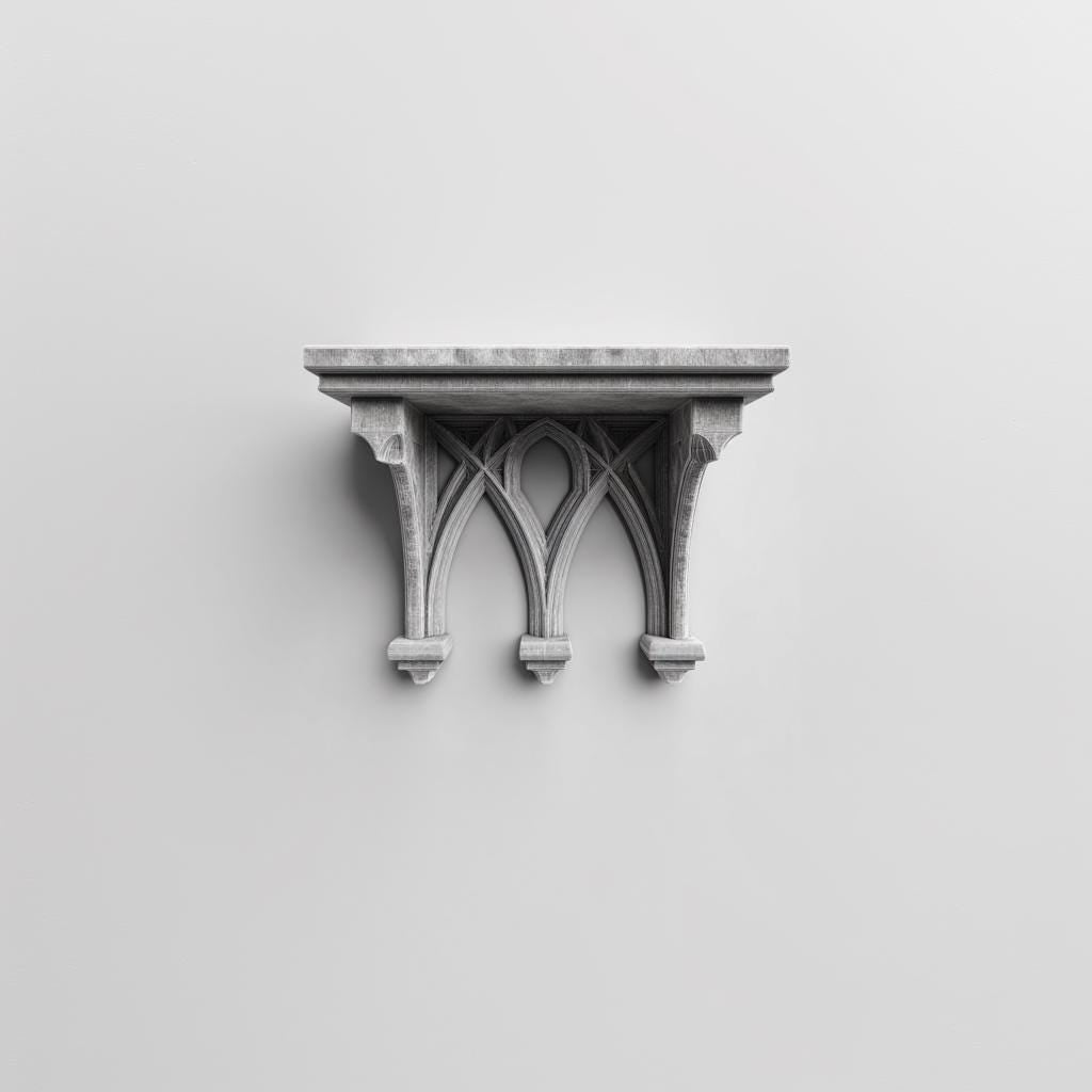 3D Printed Gothic Arch Wall Shelf | Medieval Cathedral Floating Ledge | Dark Fantasy Home Decor Display for Candles, Crystals and Icons