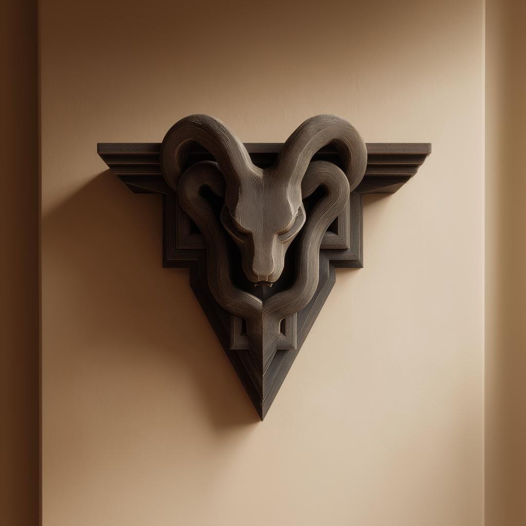 3D Printed Gothic Ram Wall Shelf | Dark Fantasy Horned Beast Wall Decor | Ram Head 3D Wall Sculpture for Gothic Home or Game Room Decor