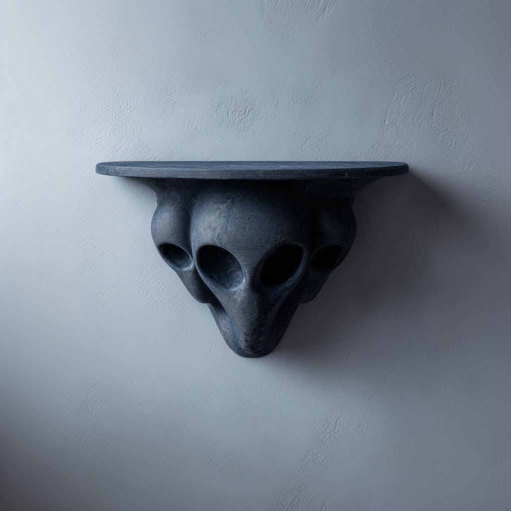 3D Printed Alien Head Wall Shelf | Sci-Fi Horror Floating Ledge | Dark Fantasy UFO Decor for Gaming Room, Man Cave or Modern Interior
