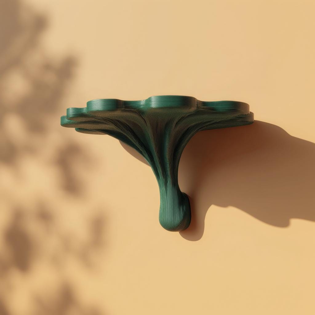 3D Printed Fantasy Mushroom Wall Shelf | Whimsical Organic Floating Ledge | Fairycore Decor for Cozy Interiors and Creative Spaces