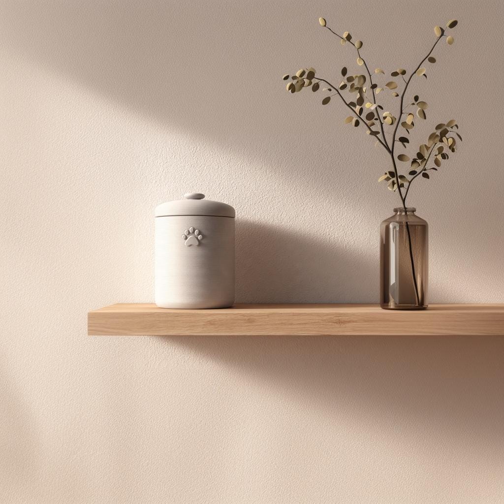 3D Printed Minimalist Pet Cremation Urn with Paw Print | Modern 3D Printed Memorial Urn for Pets | Simple Neutral Remembrance Decor