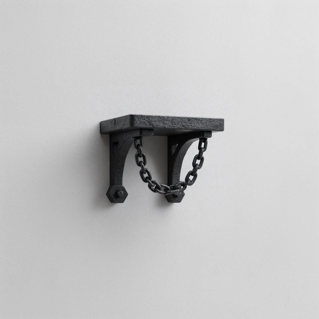 3D Printed Chain Support Wall Shelf | Industrial Gothic Floating Ledge | Dark Minimalist Shelf for Loft, Gaming Room or Modern Interior