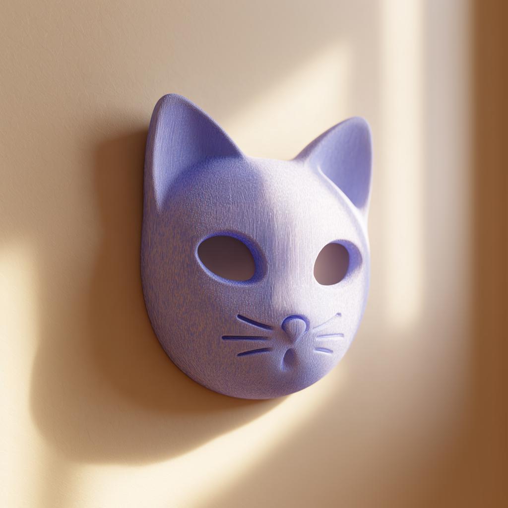 3D Printed Minimalist Cat Face Wall Decor | 3D Printed Sculptural Animal Mask | Modern Cute Wall Art Accent for Contemporary Home Interiors