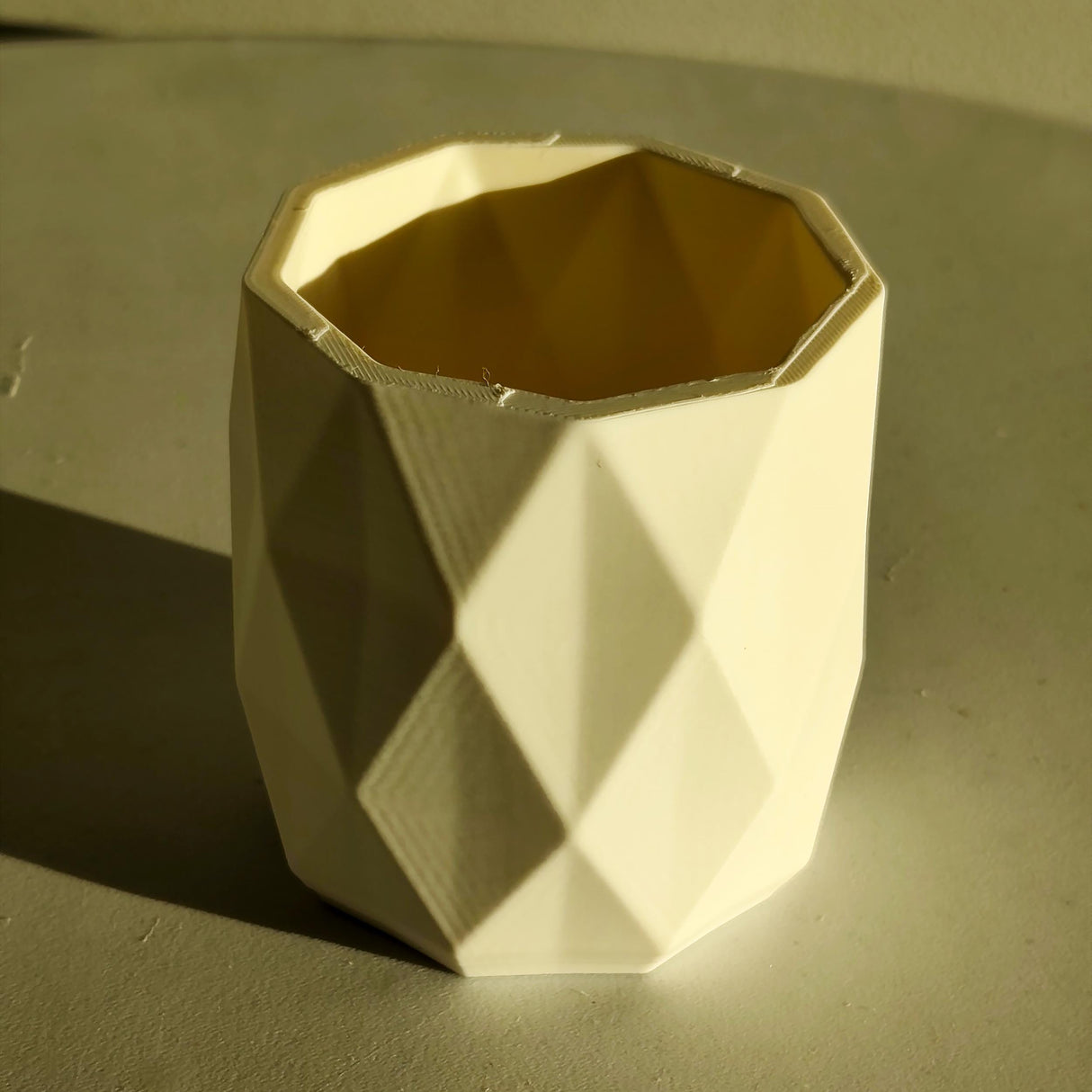 3D Printed Geometric Brush Holder | Modern Faceted Makeup Organizer | Minimalist Pen Cup