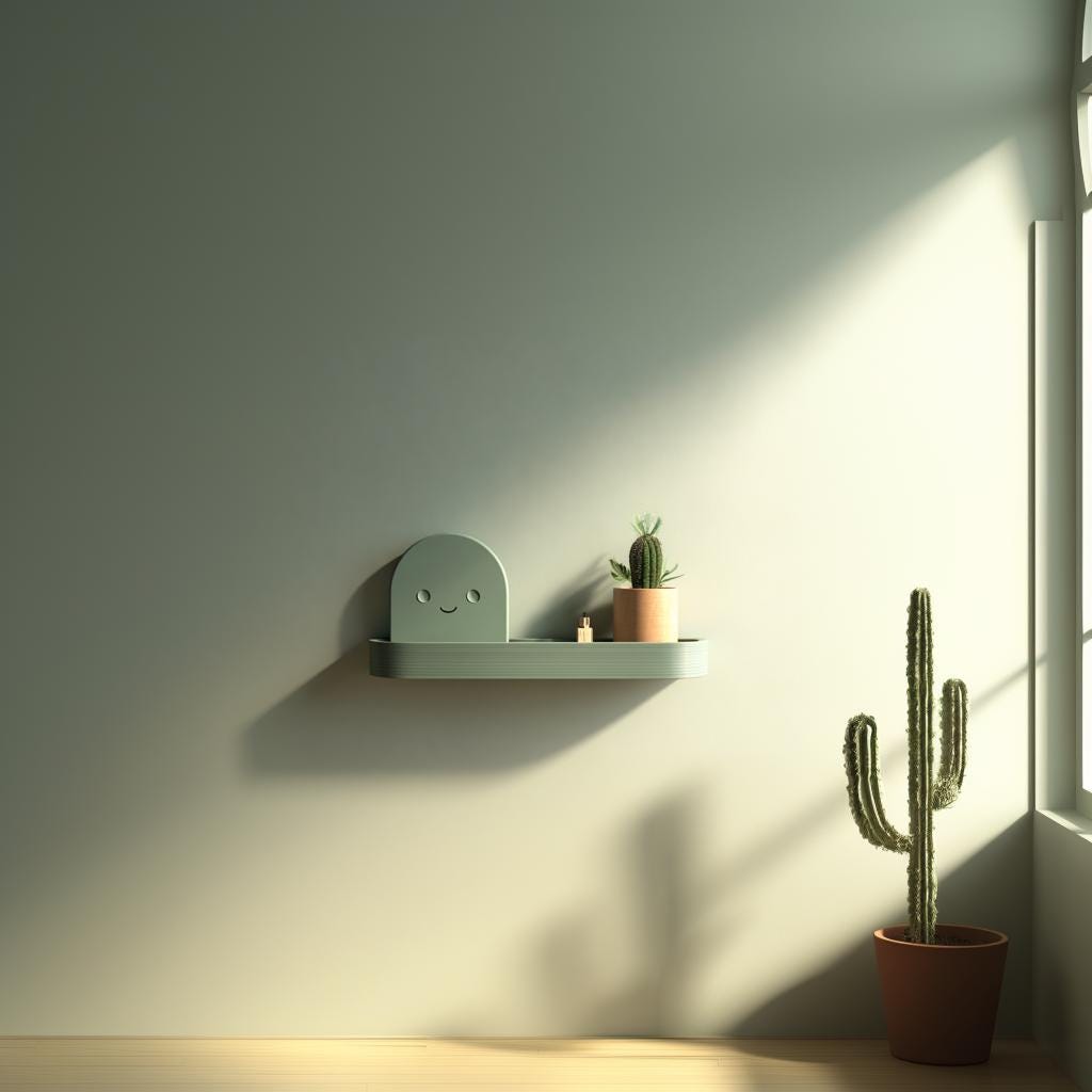 Minimal Cute Wall Shelf Decor | 3D Printed Smiling Character Shelf | Modern Kawaii Style Display Shelf for Scandinavian and Soft Interiors