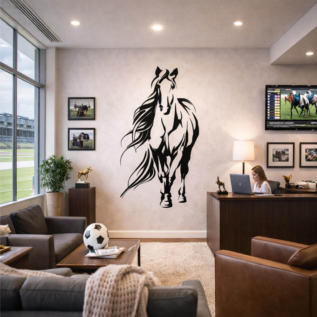 Minimalist Horse Decal | Full Body Line Art | Modern Equestrian Decor | Horse Silhouette Mural | Minimalist Animal Sticker | Horse Wall Art