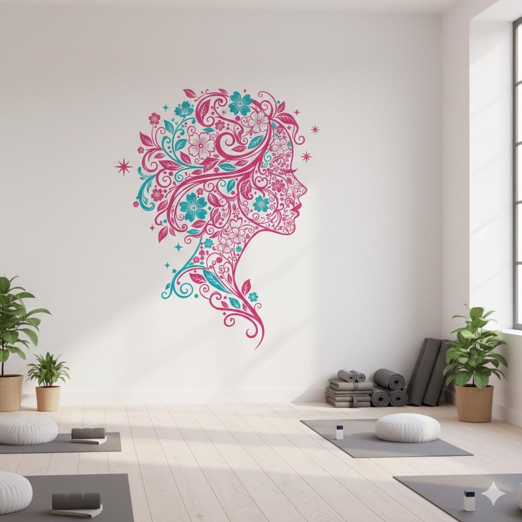 Sea Turtle Wall Decal | Tropical Floral Wall Sticker | Coastal Nursery Decor | Ocean Life Vinyl Art | Bathroom Wall Decor | Hibiscus Turtle