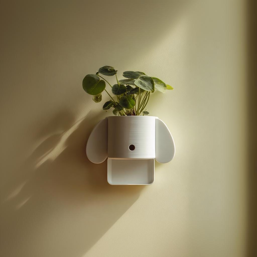Minimal Dog Wall Planter Shelf | 3D Printed Cute Animal Hanging Pot | Modern Kawaii Wall Decor for Nursery, Kids Room and Playful Interiors