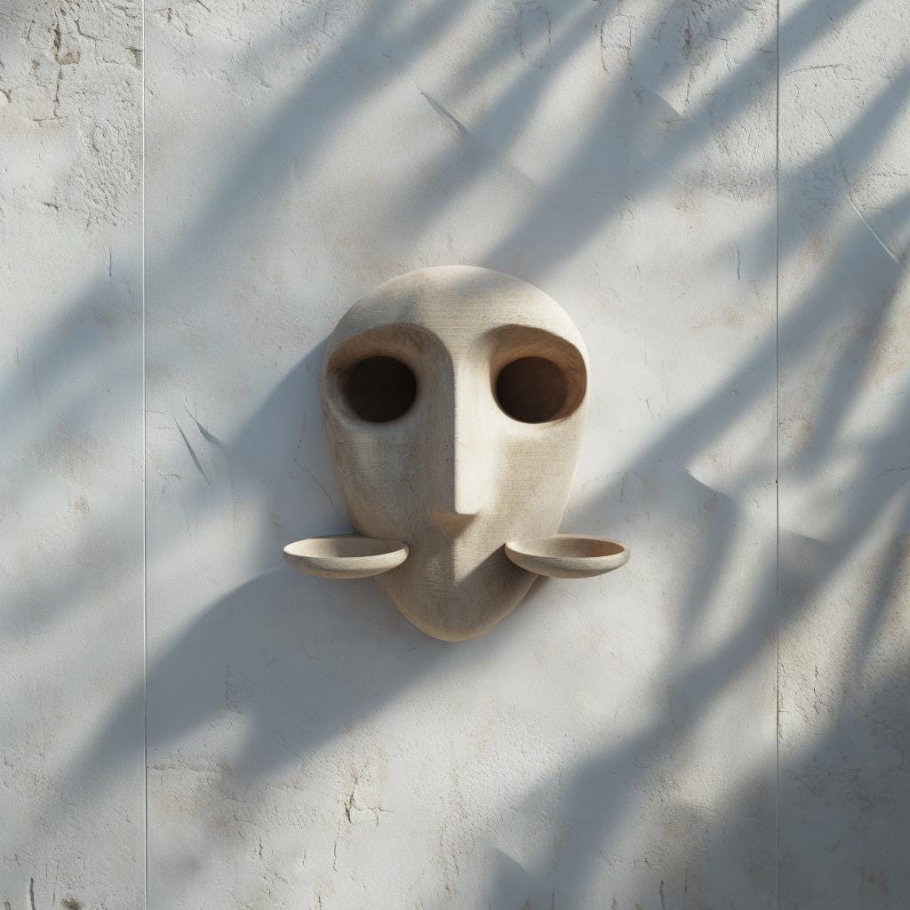 Minimal Face Wall Shelf Decor with Removable Cups | 3D Printed Sculptural Mask Shelf | Modern Art Accent for Contemporary Interiors