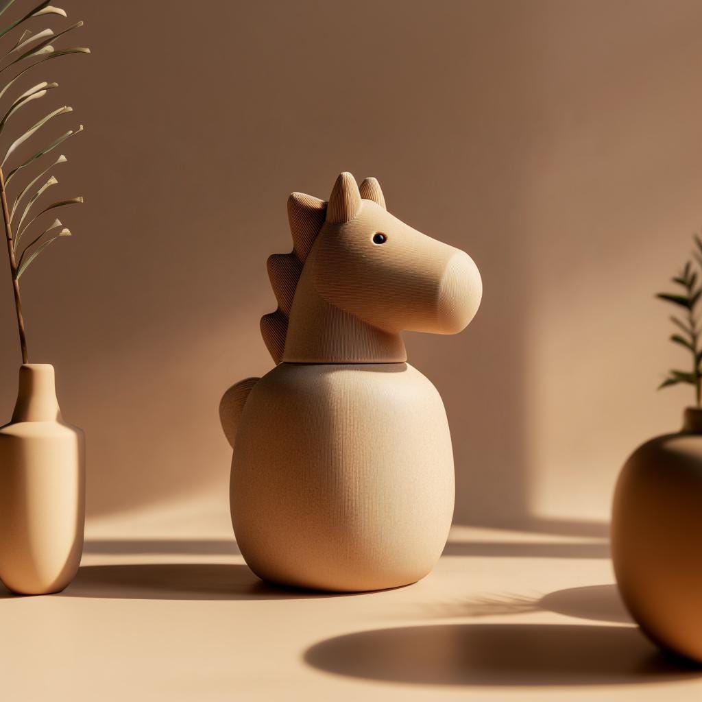 Horse Pet Ashes Urn | 3D Printed Modern Memorial Keepsake for Any Pet | Neutral Minimal Home Decor, Cremation Keepsake, Sympathy Gift