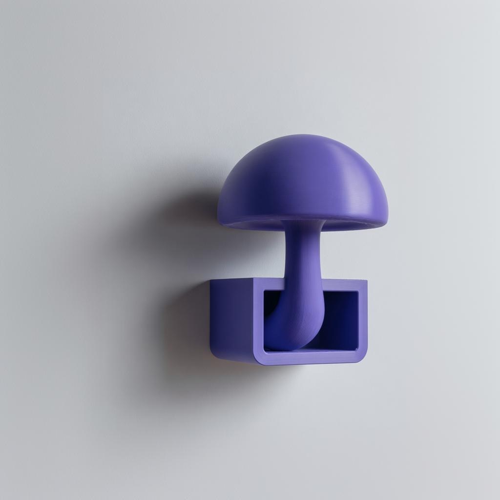 Mushroom Wall Shelf Decor | 3D Printed Floating Display Cubby with Sculptural Cap | Modern Minimal Wall Mounted Storage for Plants & Keys