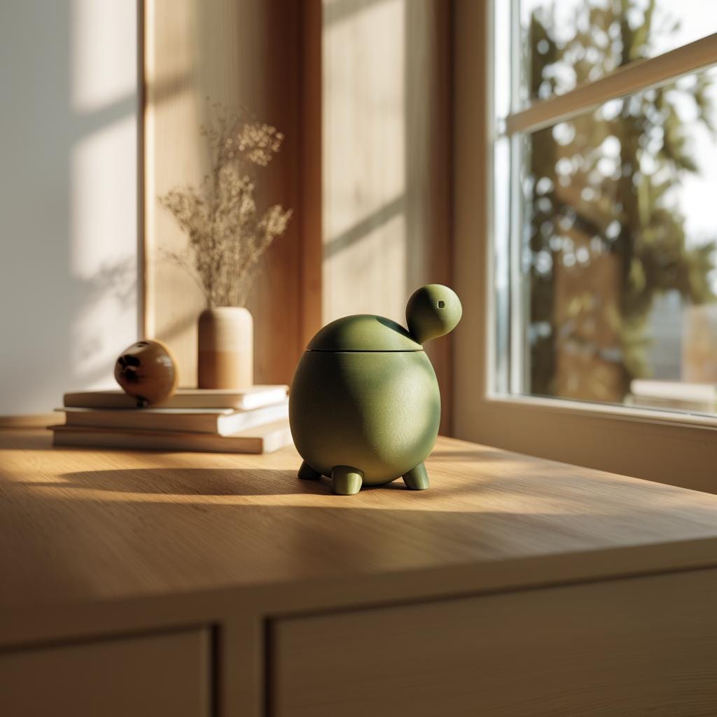 Turtle Pet Ashes Urn | 3D Printed Modern Memorial Keepsake for Any Pet | Green Minimal Home Decor Cremation Keepsake, Sympathy Gift,Pet Loss