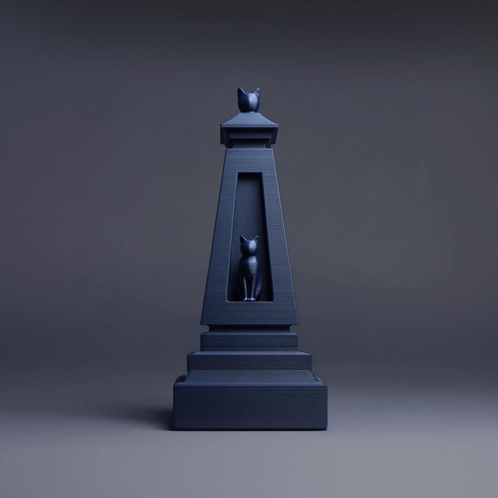 Cat Memorial Urn Obelisk | 3D Printed Gothic Minimal Cremation Keepsake with Cat Window |Modern Pet Remembrance Decor Pet Loss Sympathy Gift