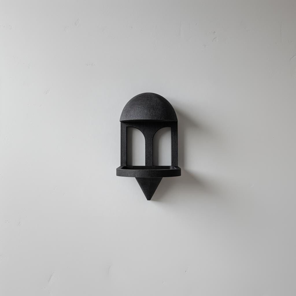 Mushroom Wall Shelf | 3D Printed Minimal Floating Display Ledge with Dome Canopy and Arched Frame | Sculptural Wall Decor for Keys, Plants