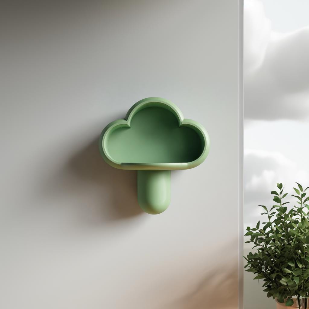 Cloud Wall Shelf | 3D Printed Cute Floating Display Tray with Rounded Cloud Silhouette | Minimal Wall Decor for Nursery, Entryway and Keys