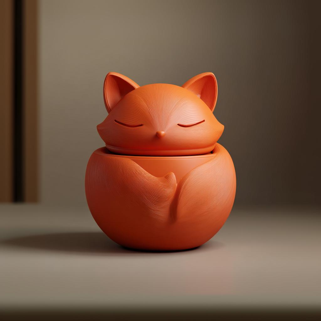 Fox Memorial Urn with Lid | 3D Printed Pet Ashes Keepsake Container for Peaceful Shelf Decor and Cozy Home Accent Memorial Display
