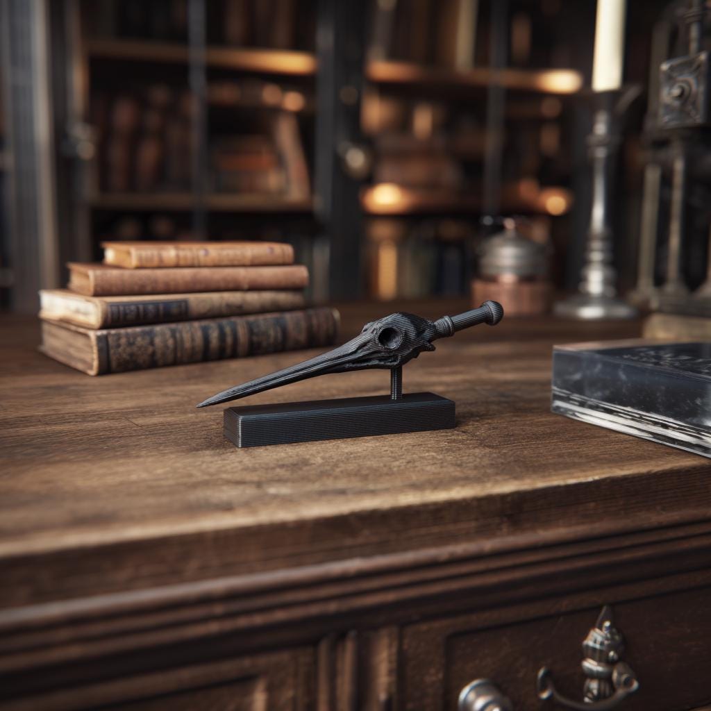 Raven Skull Magic Wand with Stand | 3D Printed Fantasy Wizard Wand Prop for Cosplay | Gothic Collector Display Accessory for Adult Fans