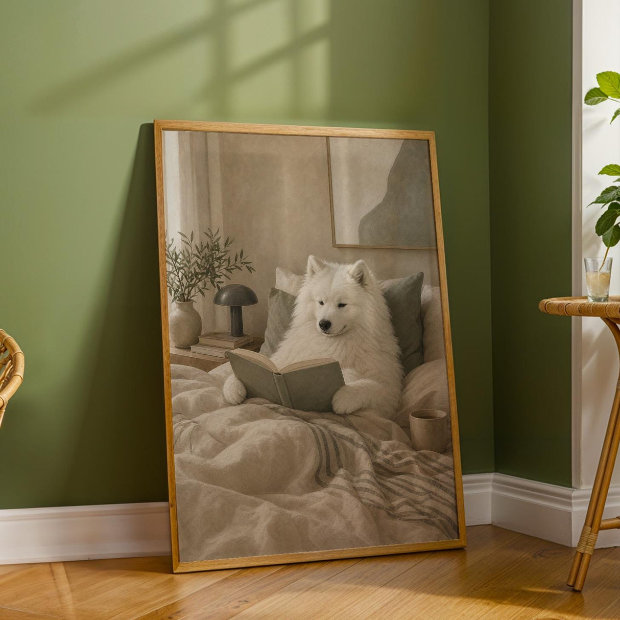 Scandinavia Poster | Gouache Paper Print | Samoyed Dog Wall Print | Nordic Printable Art | Bedroom Decor Posters