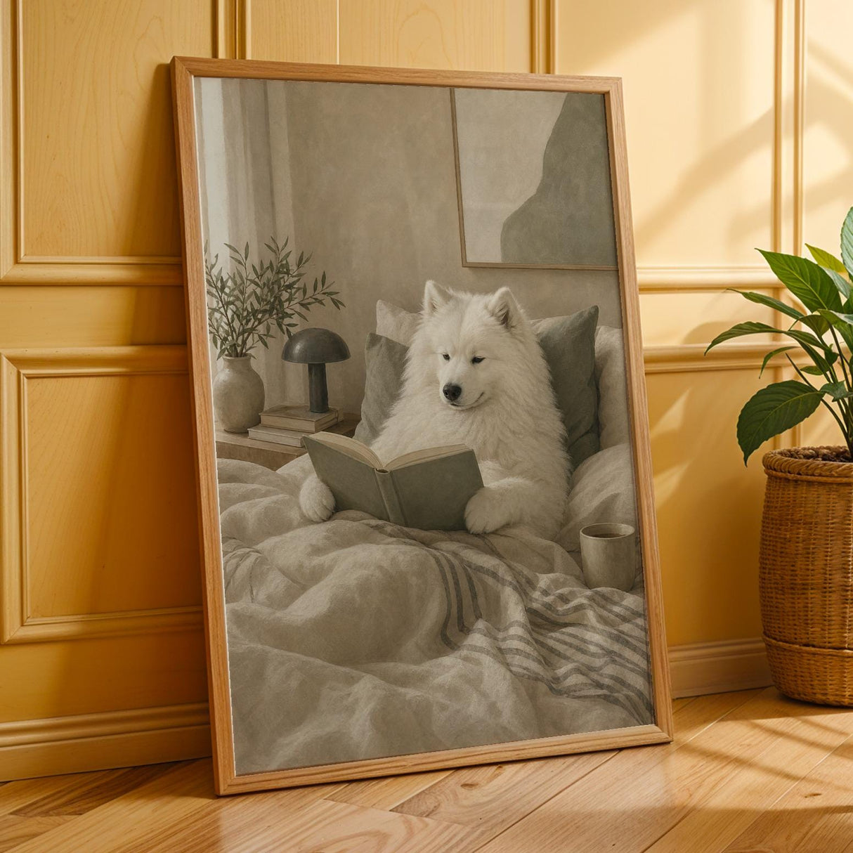Scandinavia Poster | Gouache Paper Print | Samoyed Dog Wall Print | Nordic Printable Art | Bedroom Decor Posters