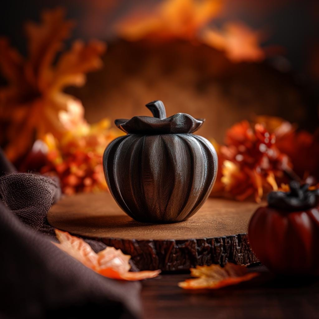 Goblincore Pumpkin Memorial Urn with Lid | 3D Printed Pet Ashes Keepsake Container for Autumn Shelf Decor Tribute Display