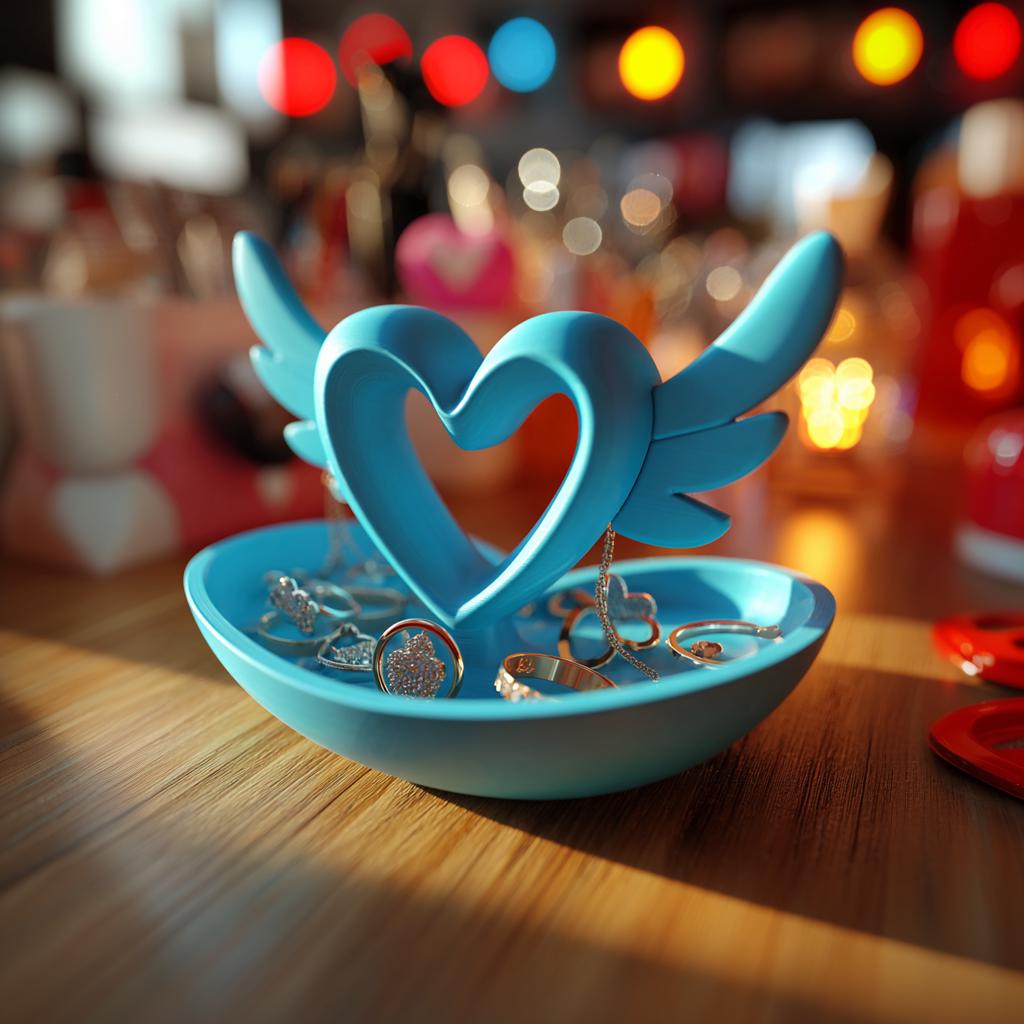 Winged Heart Jewelry Organizer | Heart Ring Holder | 3D Printed Earring Tray | Romantic Trinket Dish | Valentine Vanity Decor Gift For Her