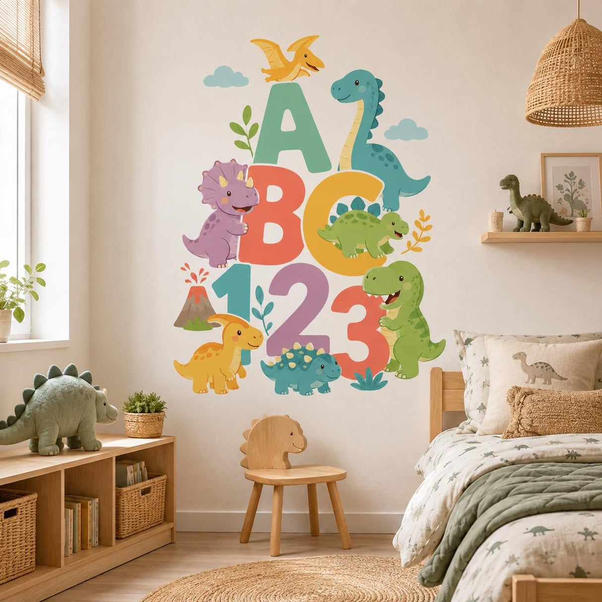 Dinosaur ABC 123 Wall Art Print | Kids Learning Poster | Cute Dinosaur Nursery Decor | Preschool Classroom Decor | Playroom Decor | Dino Art
