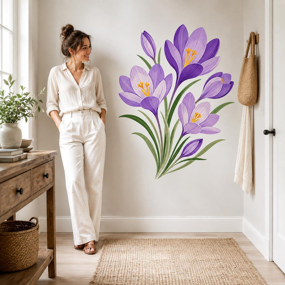 Purple Crocus Flower Wall Art Print | Botanical Floral Decor | Spring Flower Artwork | Cottage Garden Poster | Bedroom Decor | Floral Poster