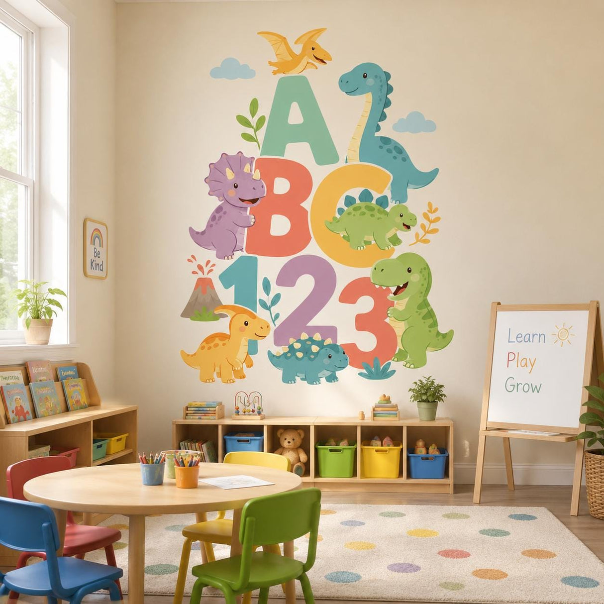 Dinosaur ABC 123 Wall Art Print | Kids Learning Poster | Cute Dinosaur Nursery Decor | Preschool Classroom Decor | Playroom Decor | Dino Art