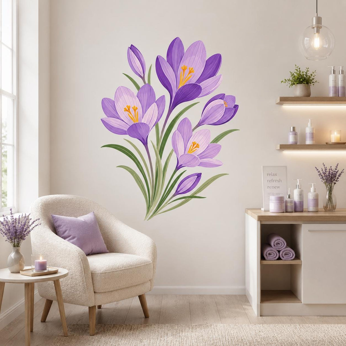 Purple Crocus Flower Wall Art Print | Botanical Floral Decor | Spring Flower Artwork | Cottage Garden Poster | Bedroom Decor | Floral Poster