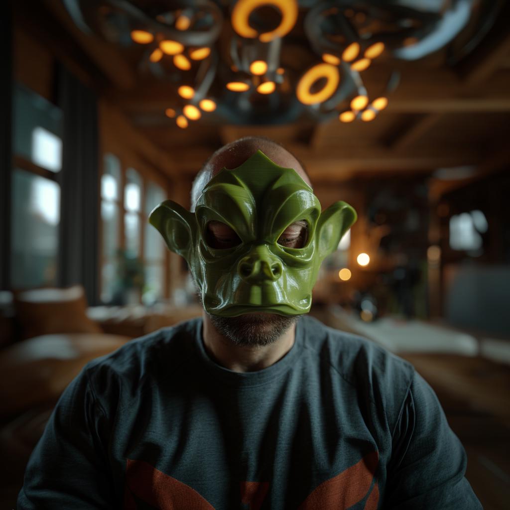3D Printed Wearable Goblincore Creature Mask, Fantasy Forest Sprite Half Face Cover, Theatrical Cosplay Prop, Unique LARP Costume Accessory