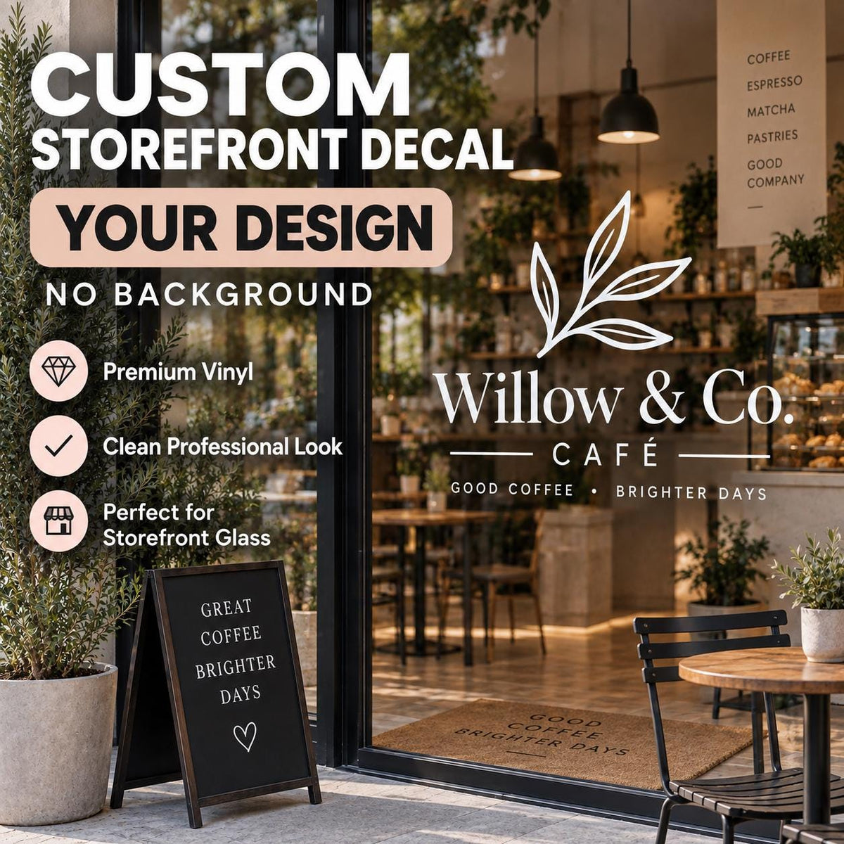 Custom Storefront Window Decal | Shop Logo & Retail Branding | Without Background | Printed Vinyl