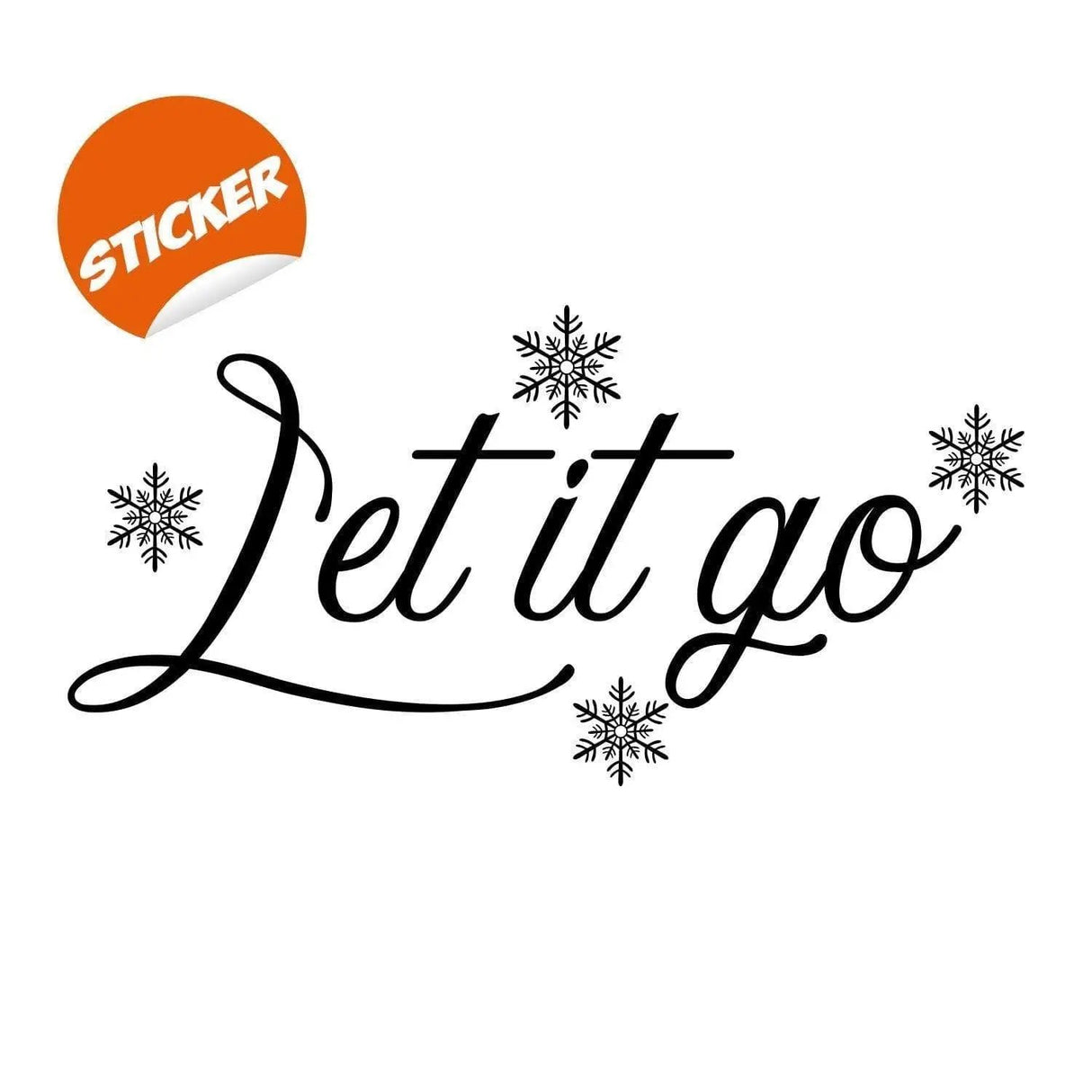Let It Go motivational vinyl wall sticker featuring snowflakes, perfect for winter-themed decor.