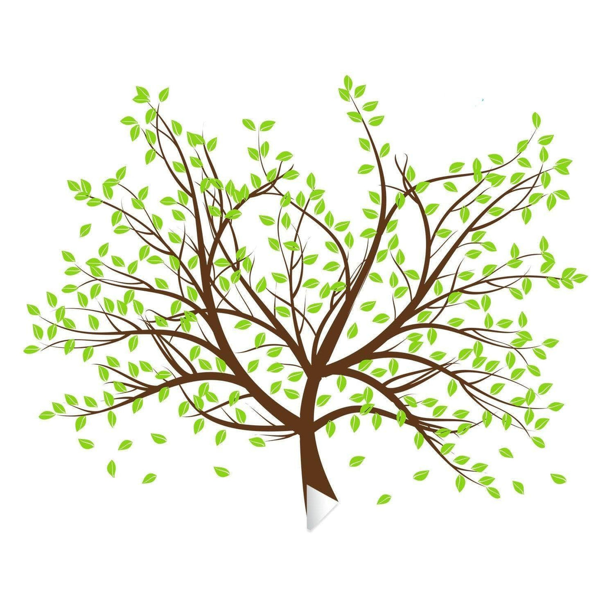 Artistic tree wall decal with green leaves, perfect for home decor and easy to install.