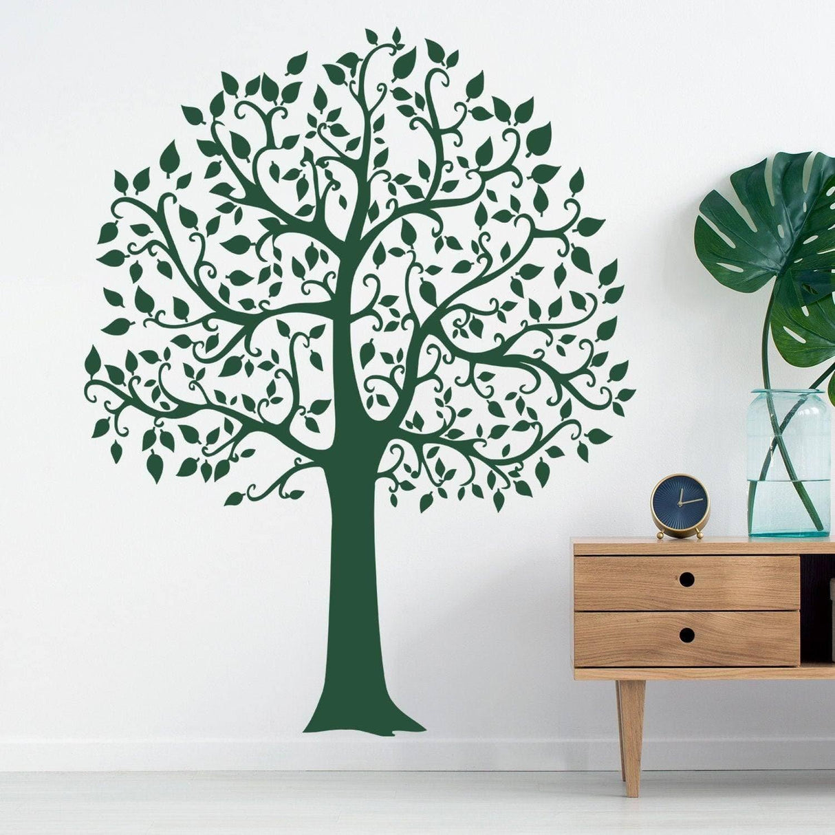 Serenity Tree Wall Sticker decal in dark green, showcasing nature-inspired design perfect for home decor.