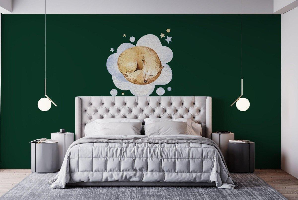 Cloud animal wall decal above a cozy bed in a modern bedroom, adding charm to the decor.