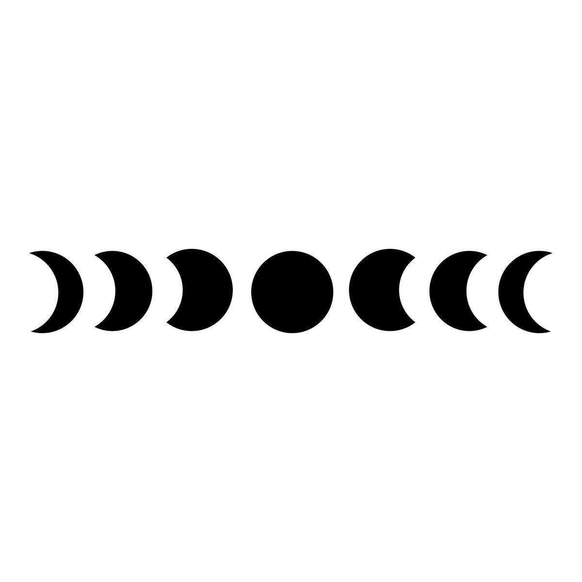 Black moon phase wall decor sticker featuring various lunar shapes for celestial home decor.