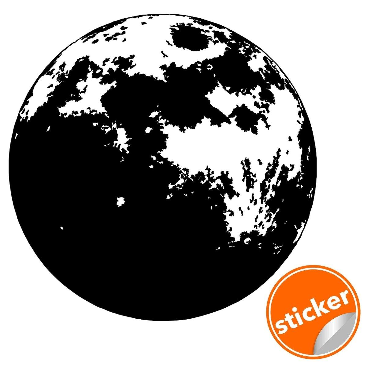 Black and white moon sticker, perfect for nursery or kids room decor, representing celestial beauty.