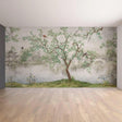 Dreamy Chinese garden wall mural featuring a serene landscape with trees and a river, perfect for home decor.