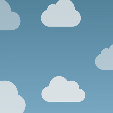 Light blue background with fluffy white clouds, perfect for a whimsical nursery theme.