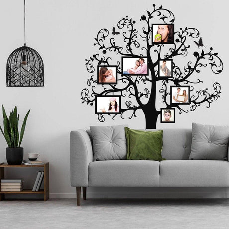 Chic family tree wall sticker decal with photo frames, perfect for interior decoration and creative home styling.