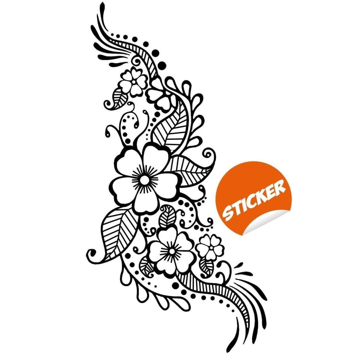 Henna art inspired wall decal sticker featuring floral design, perfect for adding elegance to any space.