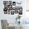 Stylish vinyl wall sticker with multiple picture frames and 'Family Memories' text, perfect home decor for showcasing photos.