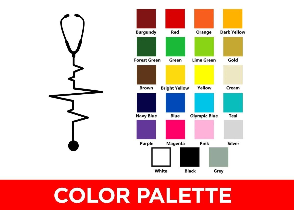 Color palette featuring various colors alongside a stethoscope design for EMT medical decals.