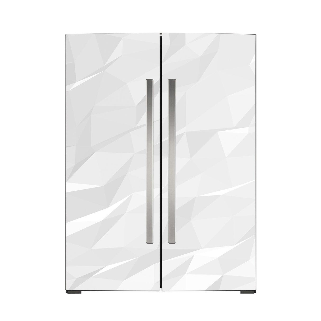 Fridge door wrap vinyl sticker featuring a modern geometric design for refrigerator decor.