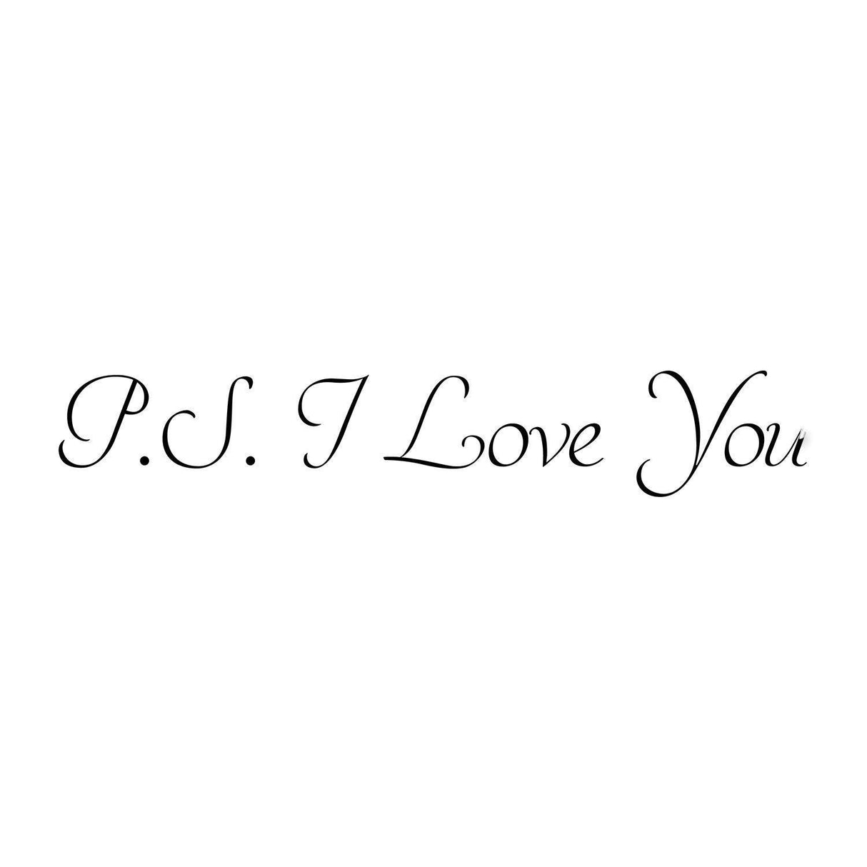 P.S. I Love You wall sticker in elegant cursive font for romantic bedroom decor.