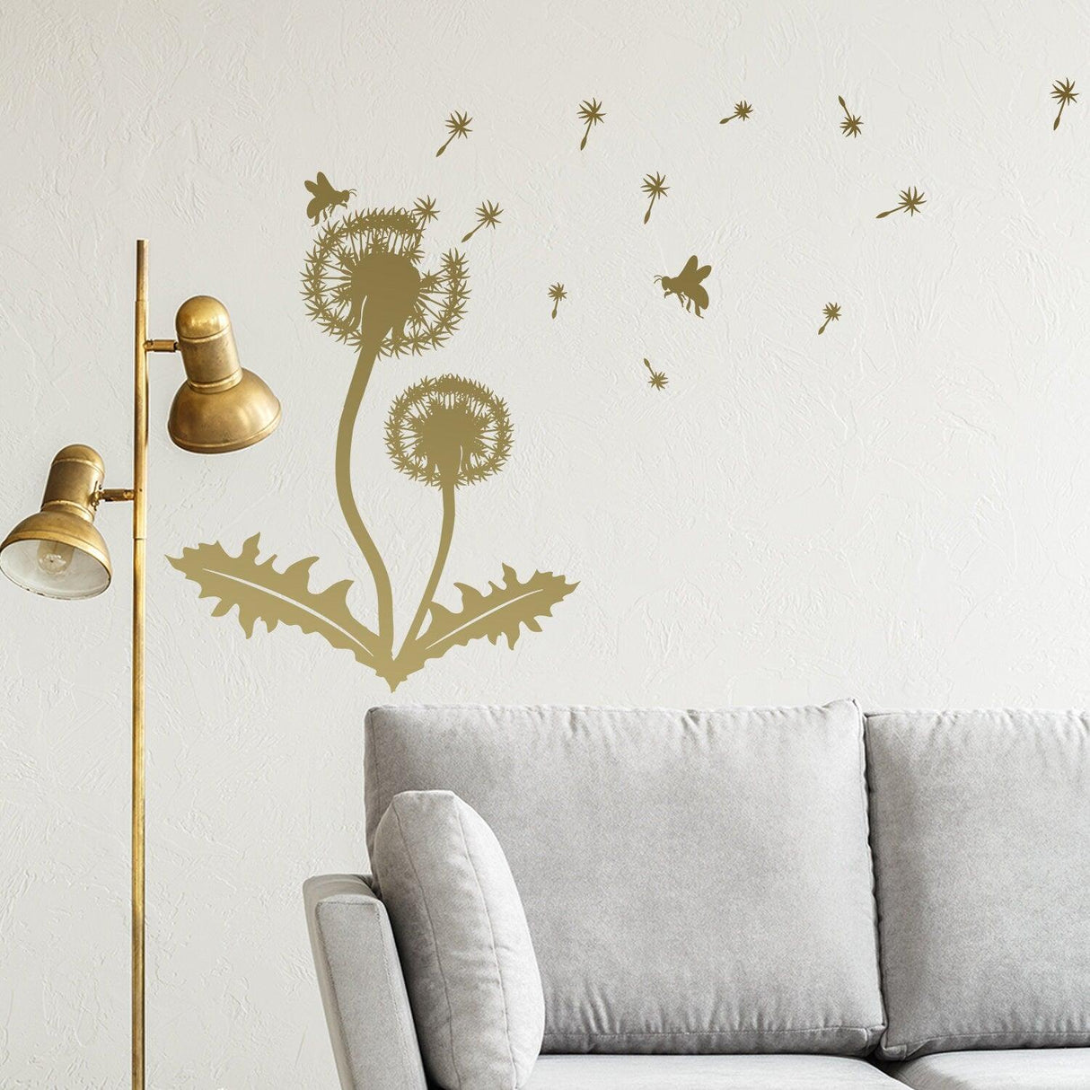 Dandelion vinyl sticker wall decal featuring detailed dandelion design and whimsical elements, perfect for nursery decor.