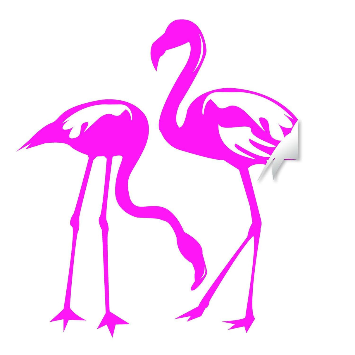 Pink flamingo decal sticker featuring two flamingos, perfect for tropical wall decor.