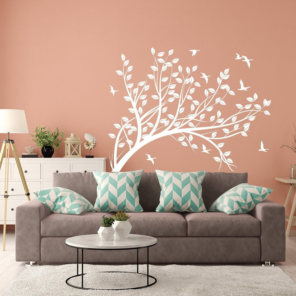 Branch wall tree sticker vinyl decal with birds, perfect for adding charm to kids' rooms.